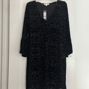 Holiday Black Cut Velvet Damask Dress